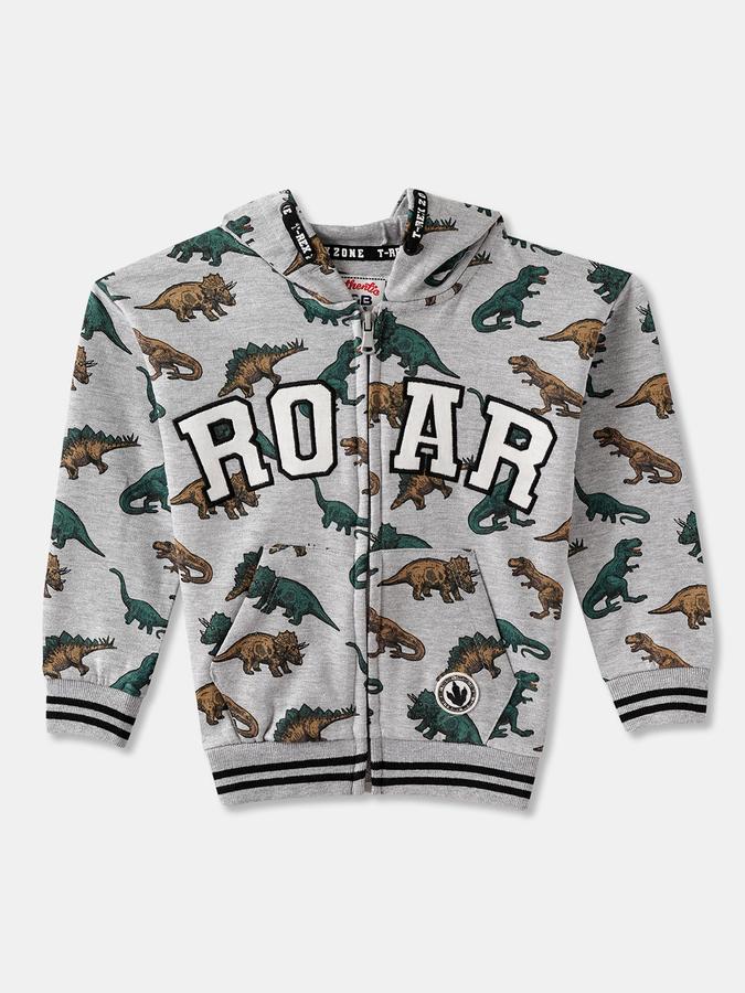 Boys Cotton Hooded Zip Up Graphic Jacket