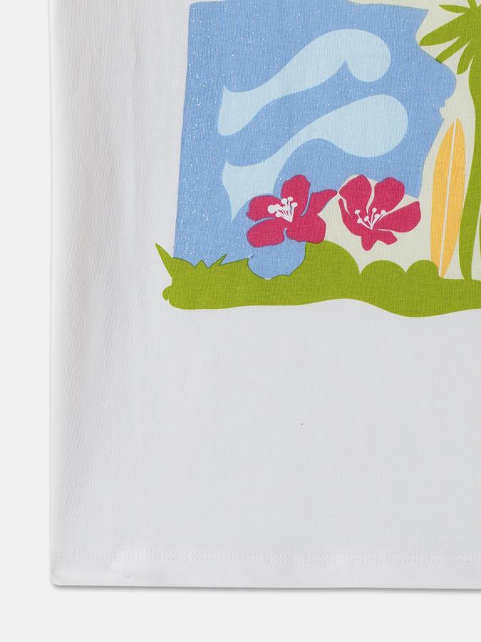 Printed T-Shirt with Crew Neck and Short Sleeves image number 3