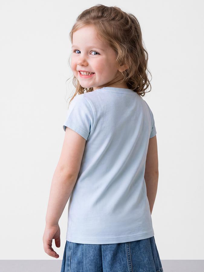 R&B Girls Light Blue Beach Graphic Print Short Sleeves Tshirt