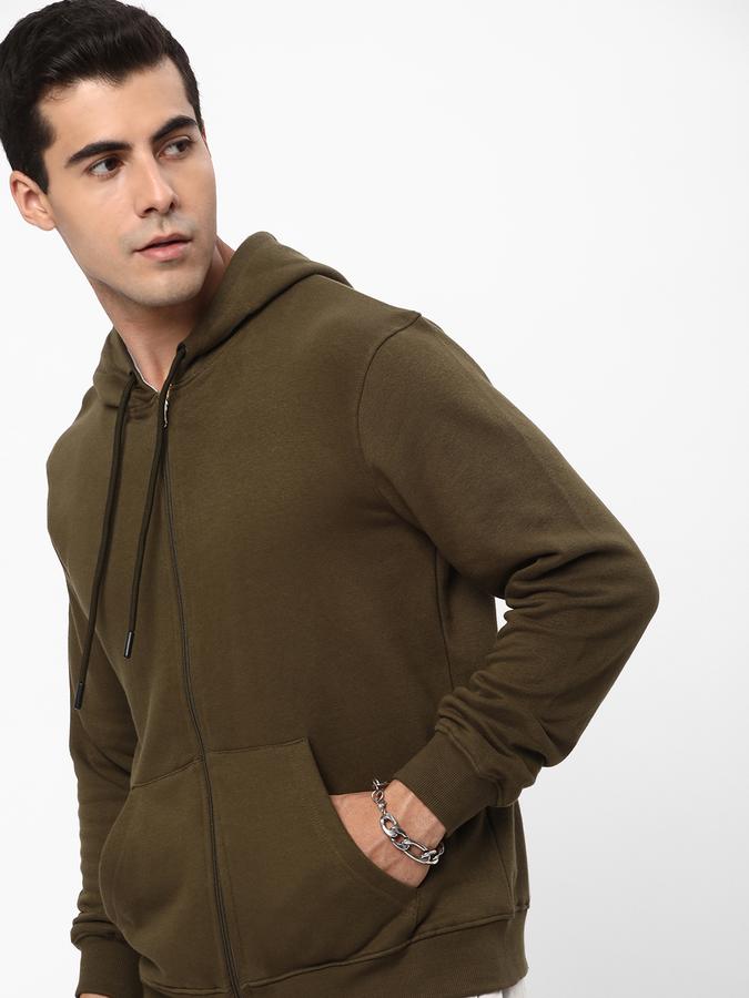 Men Cotton Regular Fit Hooded Jacket