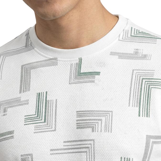 R&B Men White Cotton Printed Round Neck T-Shirt
