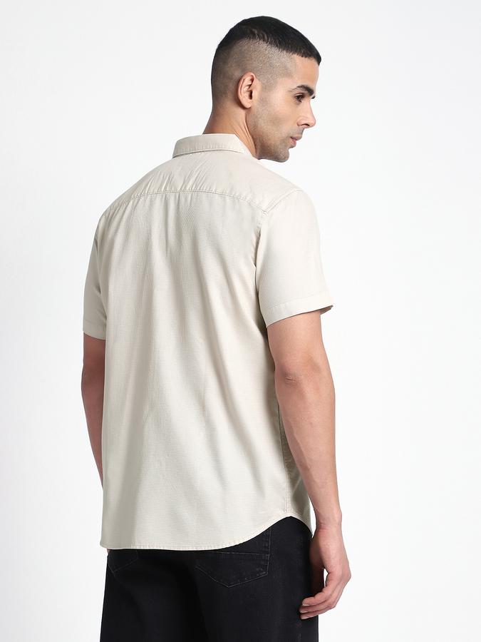 Men Cotton Regular Fit Point Collar Solid Shirt