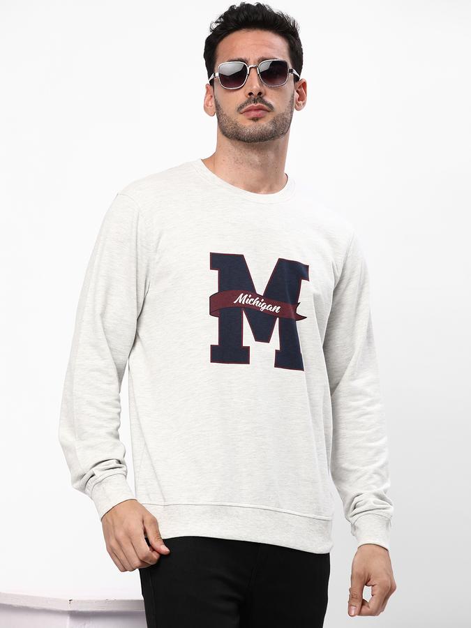 Men Cotton Regular Fit Crew Neck Graphic Sweatshirt