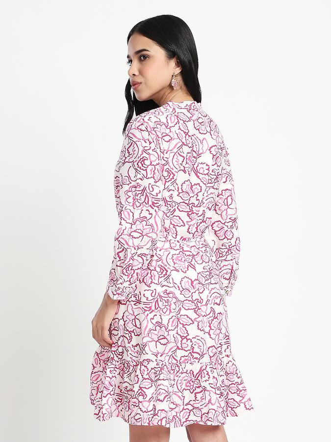 Women Polyester A-Line Above Knee Floral Dress