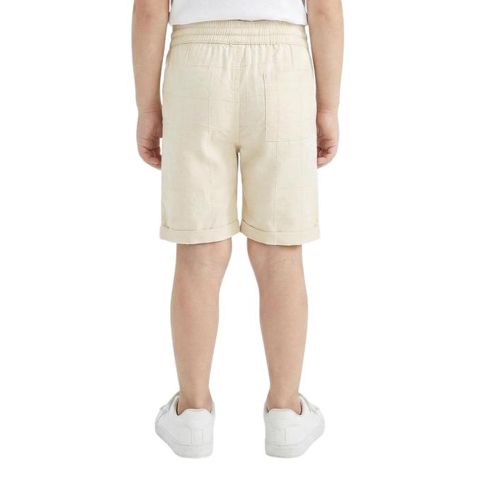 R&B Cream Regular Fit Checked Mid Rise Boys Shorts