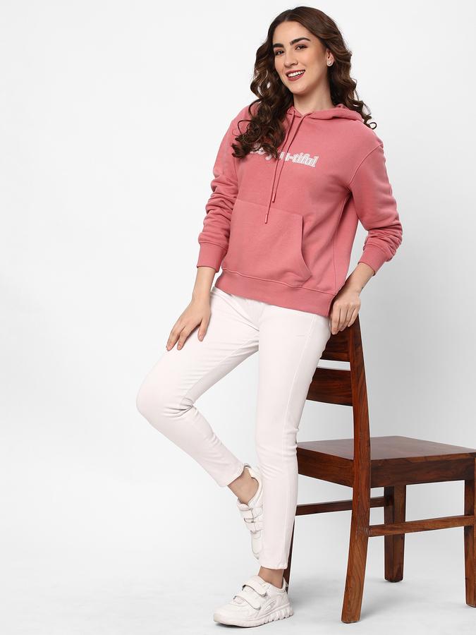 Women Typographic Print Regular Fit Hoodie image number 1
