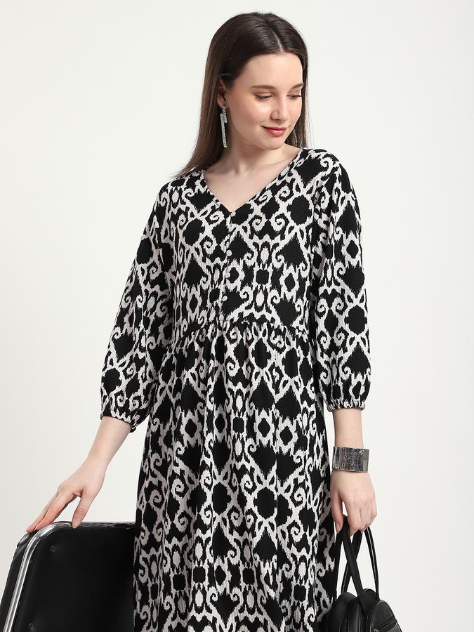 R&B Women Black Ikat Print Maxi Dress