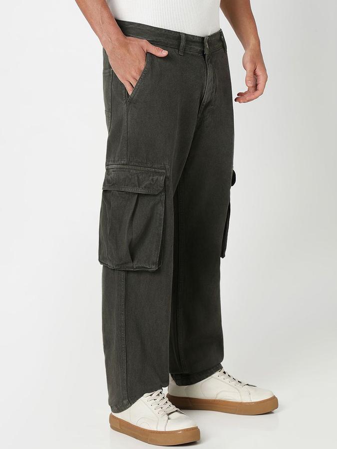 R&B Men Olive Relaxed Fit Mid-Rise Jeans