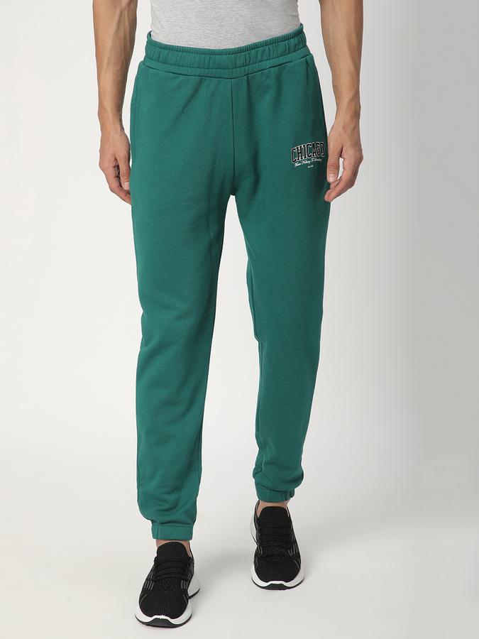 Men Cotton Blend Regular Fit Drawstring Waist Cuffed Hem Trackpants