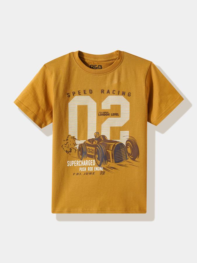 Boys Cotton Regular Fit Crew Neck Graphic T-shirt