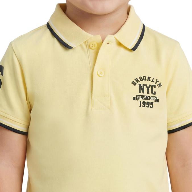 R&B Boy Yellow Cotton Printed Polo Collar T-Shirt