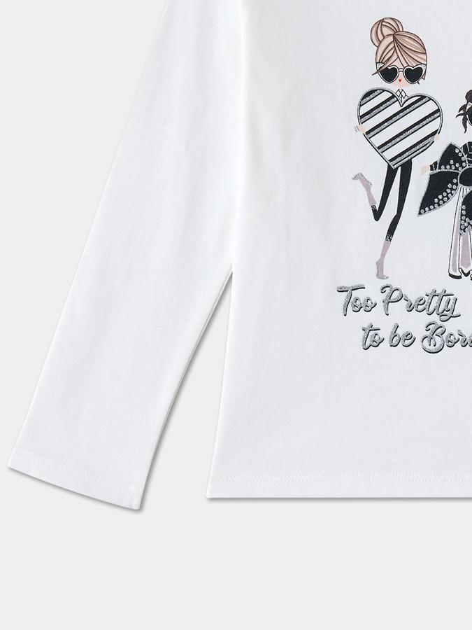 Girls Cotton Regular Fit Crew Neck Graphic T-shirt