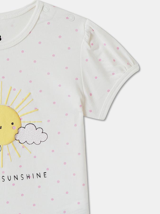 R&B Baby Girls Graphic Print Pure Cotton Regular T Shirt image number 2