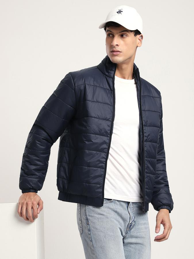 Men Polyester Regular Fit Quilted Puffer Jacket