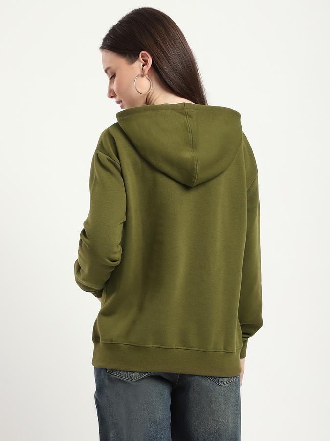 R&B Women Moss Green Solid Hoodie