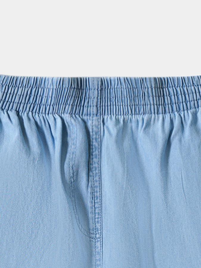 Girls Cotton Regular Fit Elastic Waist Solid Jeans