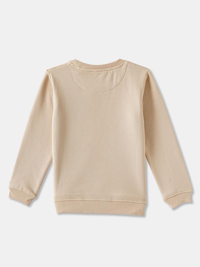 Girls Cotton Blend Regular Fit Crew Neck Graphic Sweatshirt