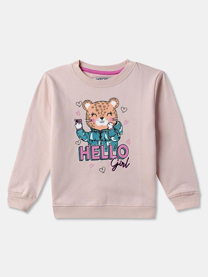 Girls Graphic Regular Fit Full Sleeves SweaT-Shirt