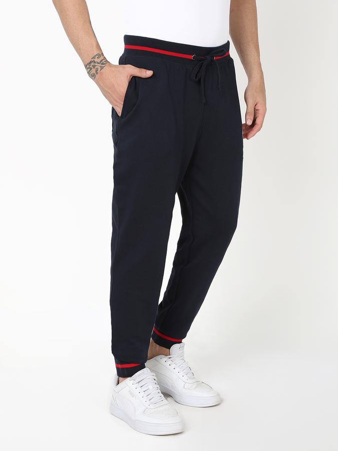 Men Cotton Slim Fit Drawstring Waist Cuffed Hem Trackpants