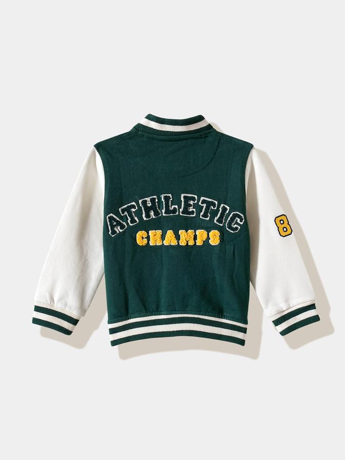 Boys Cotton Varsity Snap Embroidered Jacket