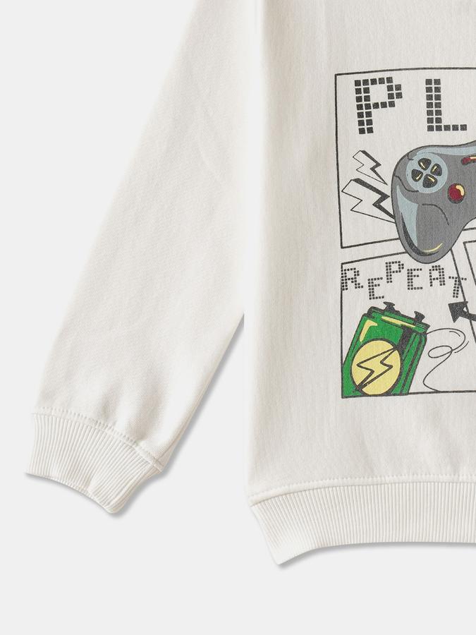 R&B Boys' Ivory Printed Sweatshirt