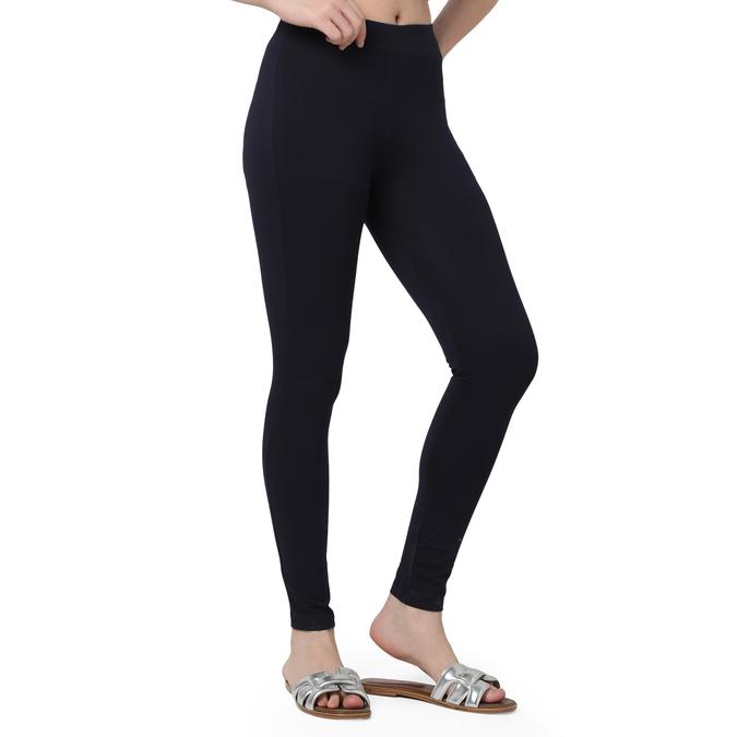 R&B Women Navy Blue Solid Leggings