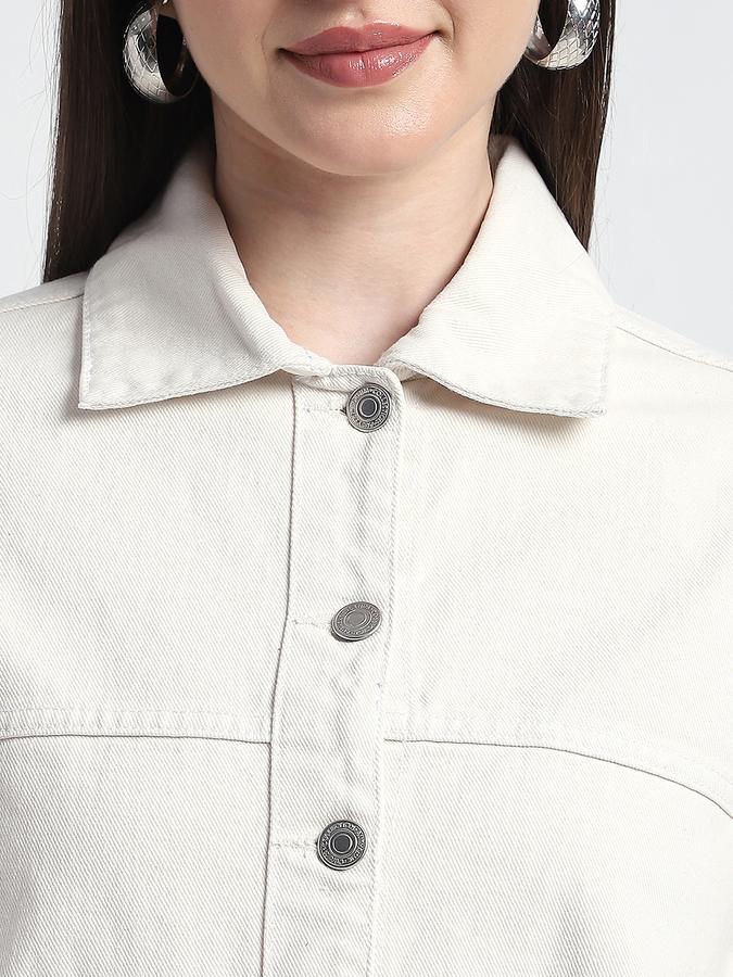 Women Cotton Regular Fit Denim Button-Front Jacket