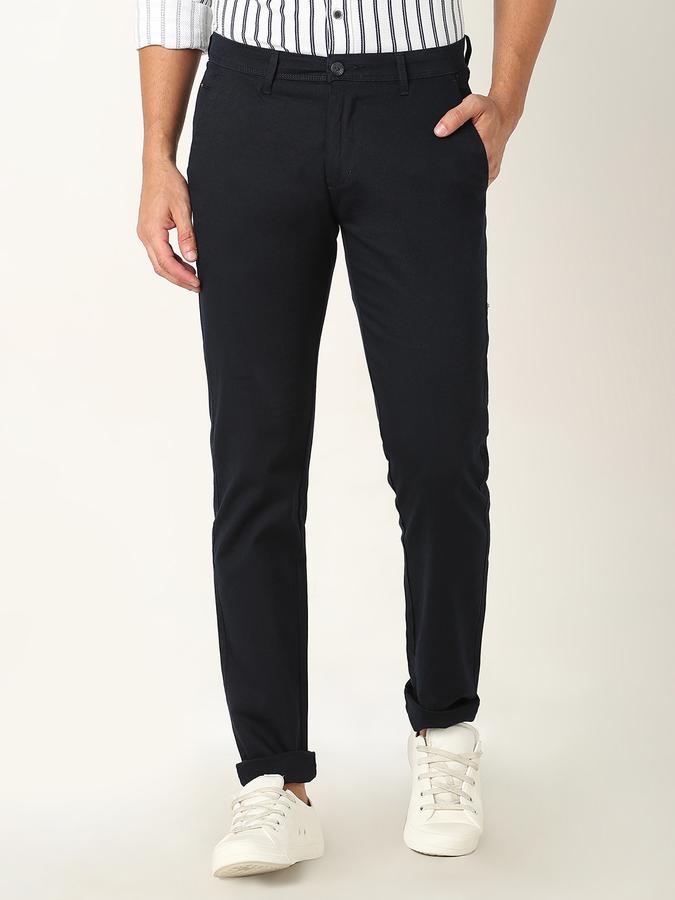 Men Slim Fit Flat-Front Trousers image number 0