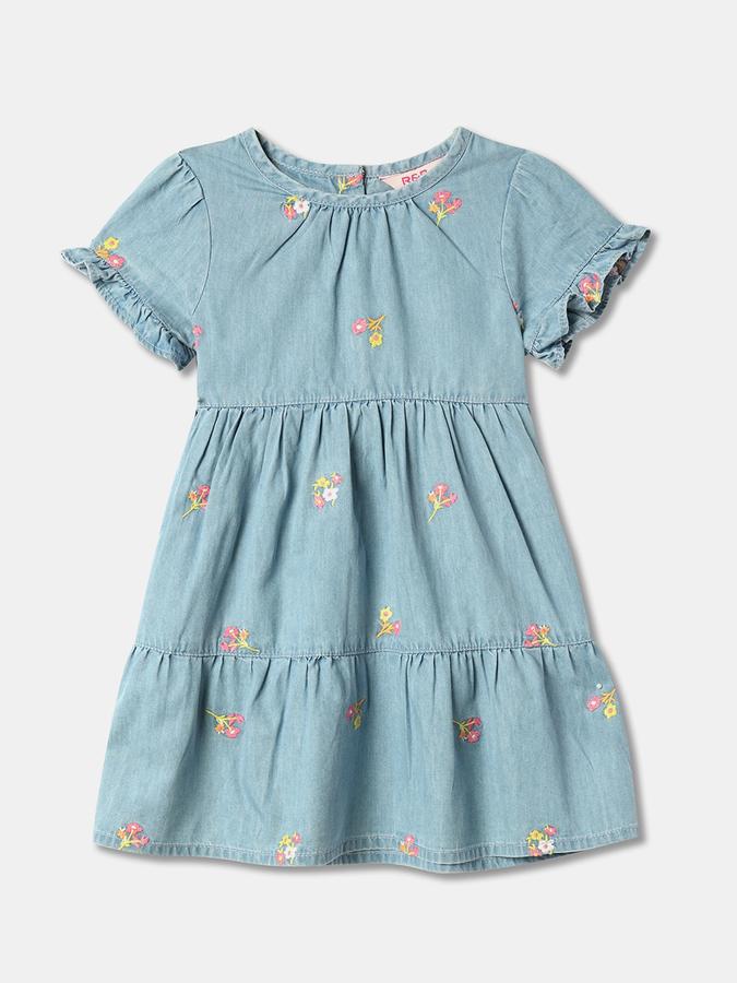 Girls Floral Embroidered A-Line Dress