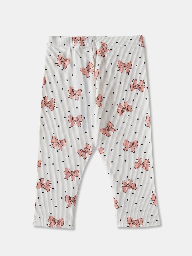 Girls Cotton Fitted Elastic Waist Printed Leggings