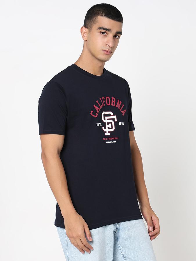 R&B Men's Navy Printed T-Shirt