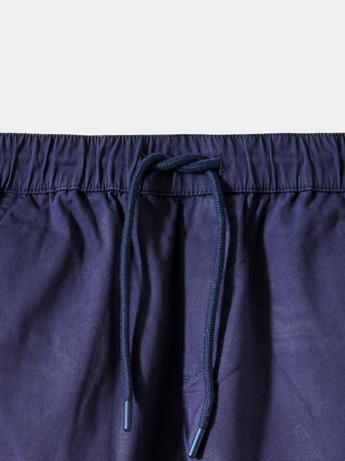 Boys Twill Regular Fit Drawstring Waist Cuffed Hem Trousers