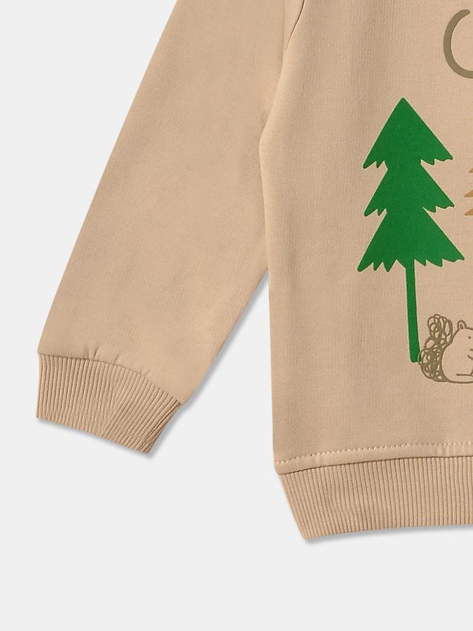 Boys Cotton Relaxed Fit Crew Neck Graphic Sweatshirt