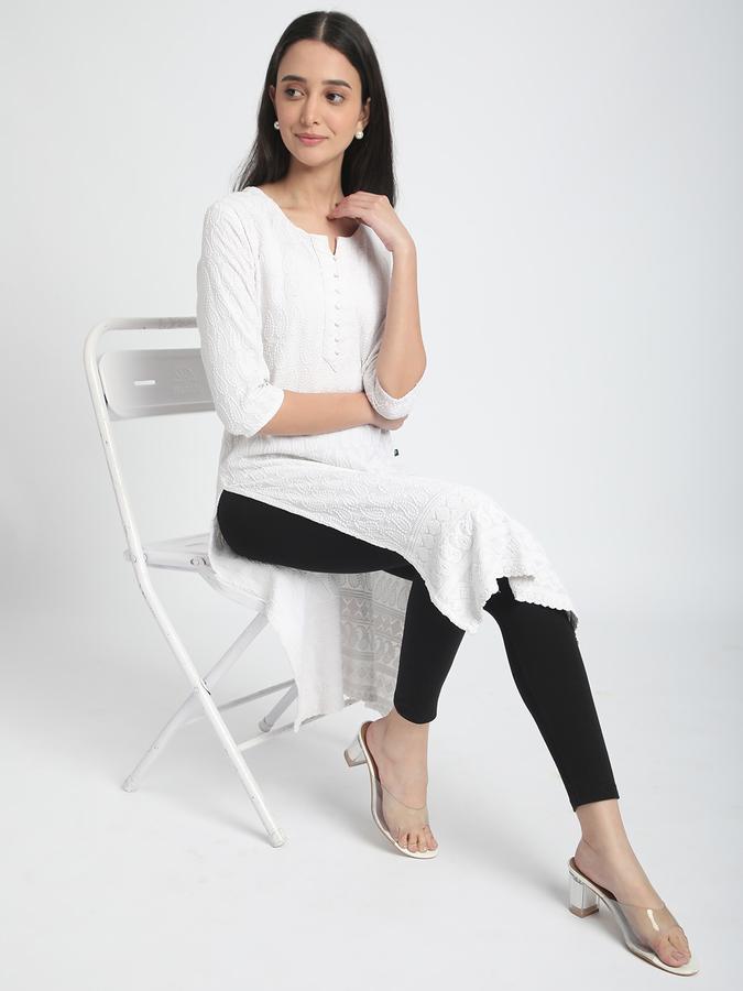 Women Cotton Lycra Elasticated Waist Full Length Solid Leggings