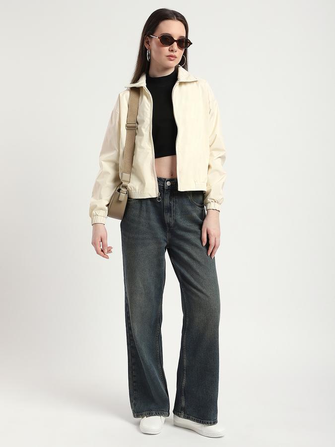 R&B Women Beige Solid Lightweight Jacket