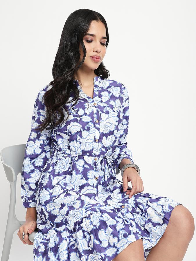 Women Polyester A-Line Above Knee Floral Dress