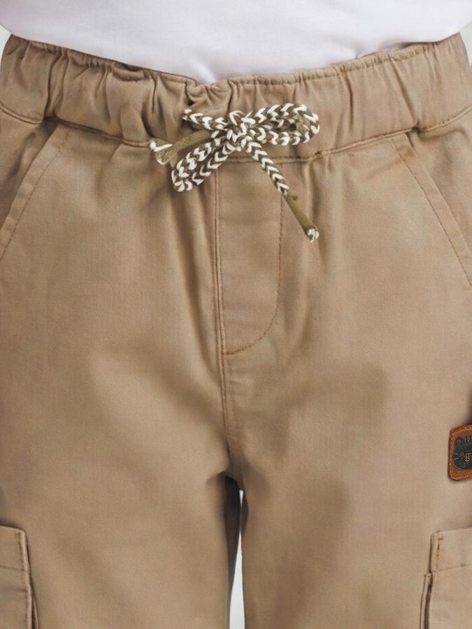 R&B Khaki Solid Boys Mid-Rise Regular Fit Trouser
