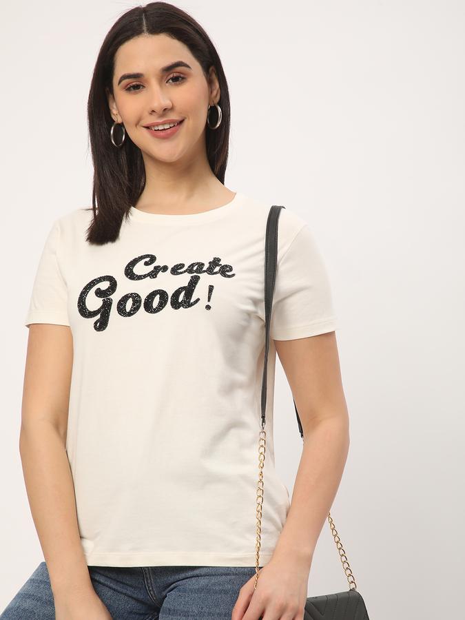 Women Cotton Regular Fit Crew Neck Graphic T-shirt