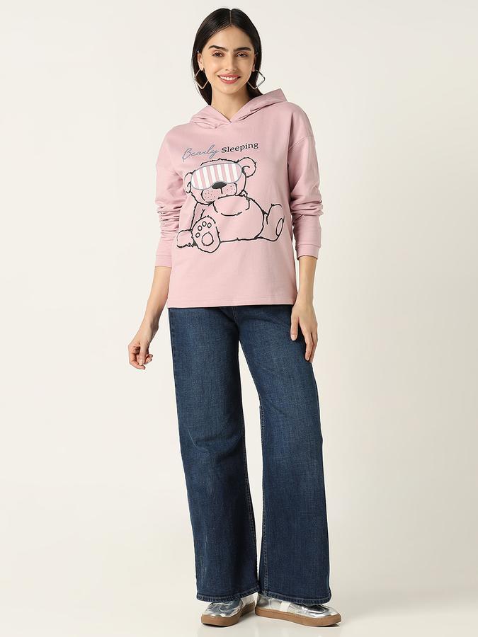 R&B Women Lilac Character Graphic Hoodie