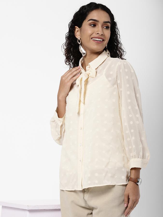 R&B Women's Textured Pussy Bow Top image number 0