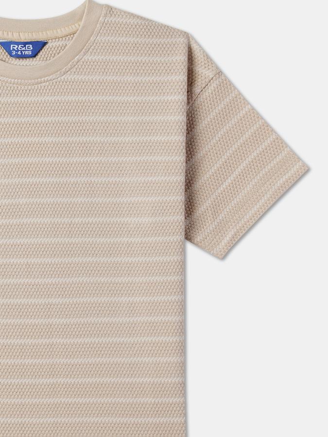 Boys Striped Relaxed Fit Crew-Neck T-Shirt image number 2