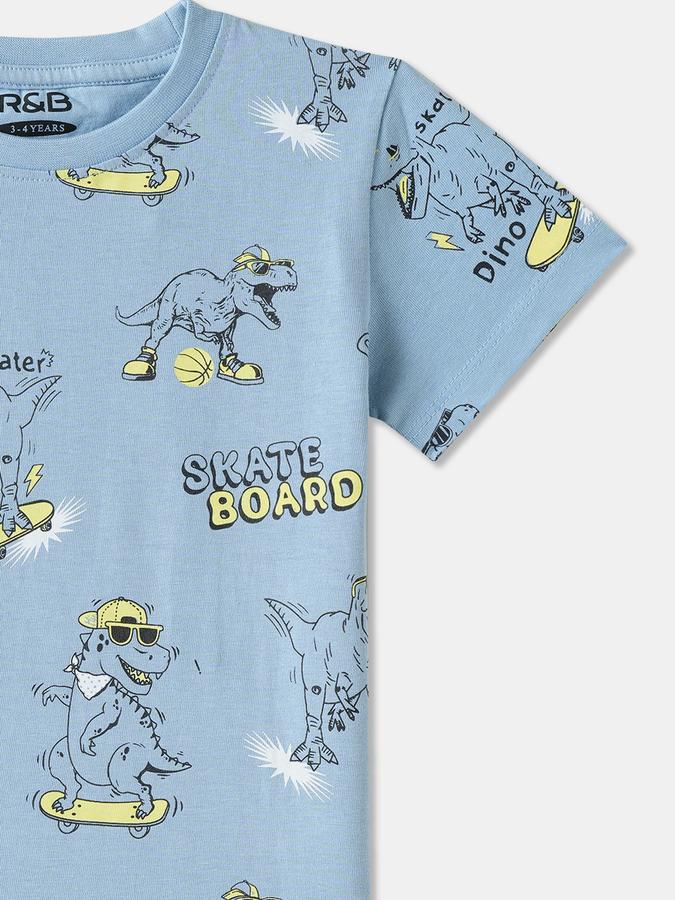 Boys Cotton Regular Fit Crew Neck Graphic T-shirt