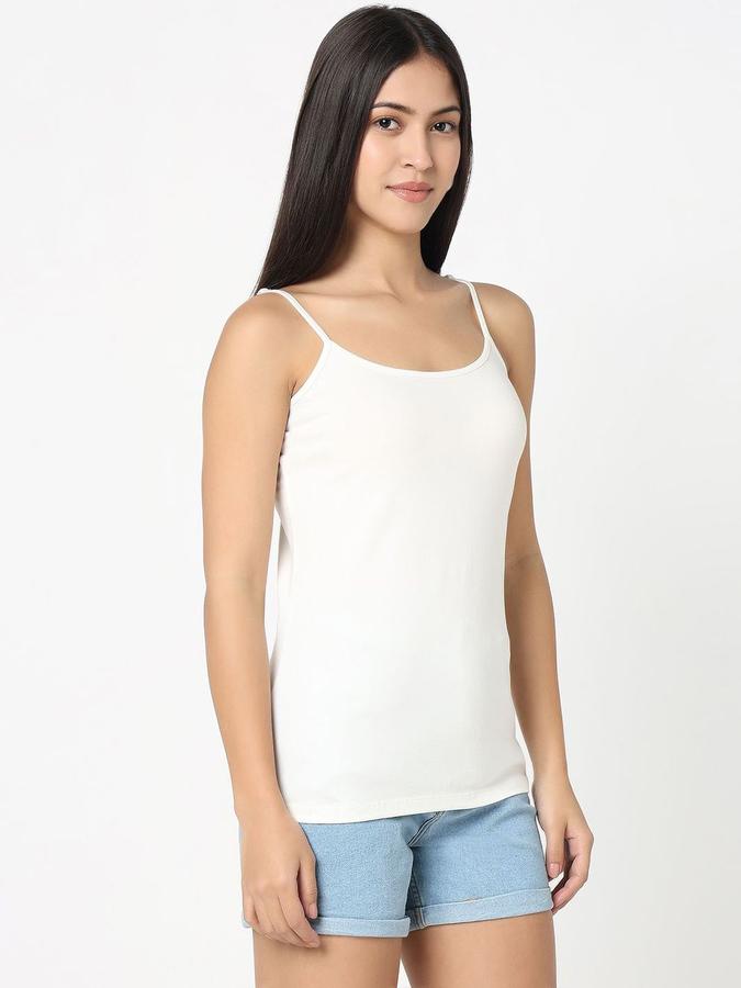 R&B Women Ivory Solid Shoulder Straps Camisole