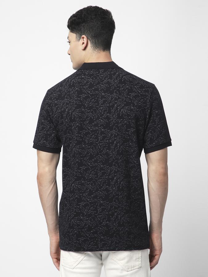 Men Cotton Slim Fit Polo Neck Printed T-shirt