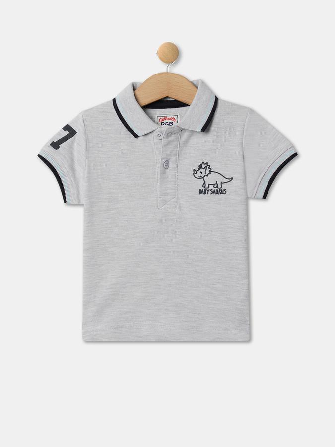 Boys Typographic Print Relaxed Fit Polo T-Shirt image number 0