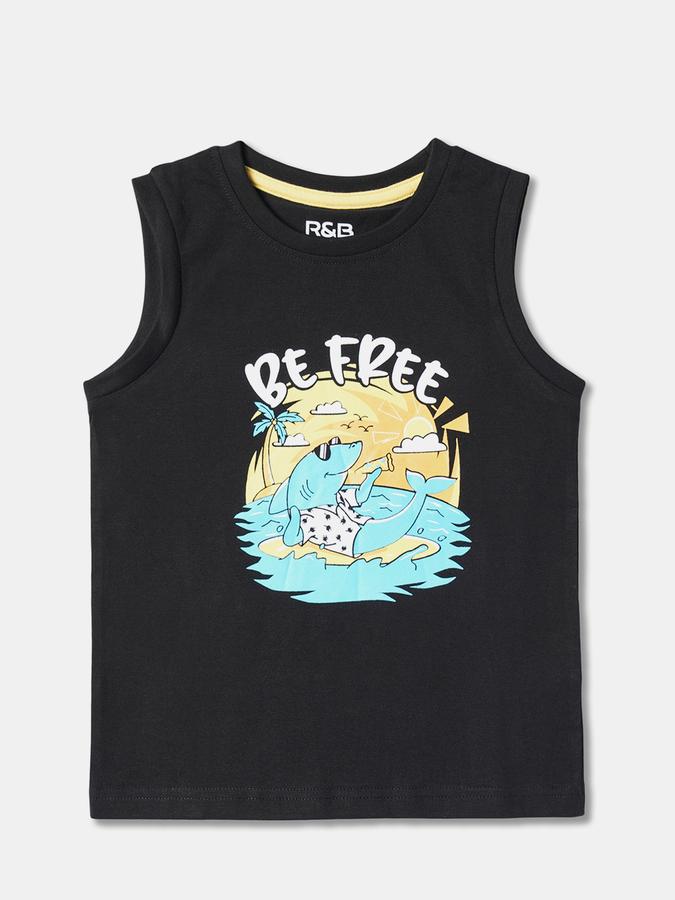 Boys Graphic Print Round-Neck Relaxed Fit T-Shirt