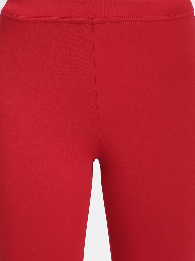 Women Cotton Lycra Elasticated Waist Full Length Solid Leggings