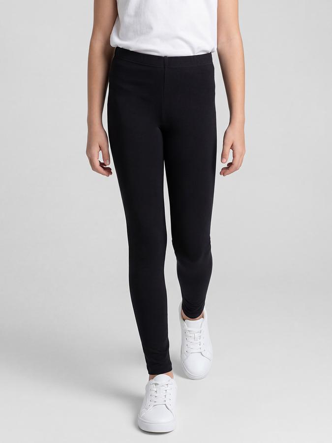 R&B Black Solid Girls Leggings