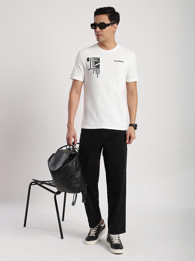 Men Cotton Blend Regular Fit Crew Neck Graphic T-shirt