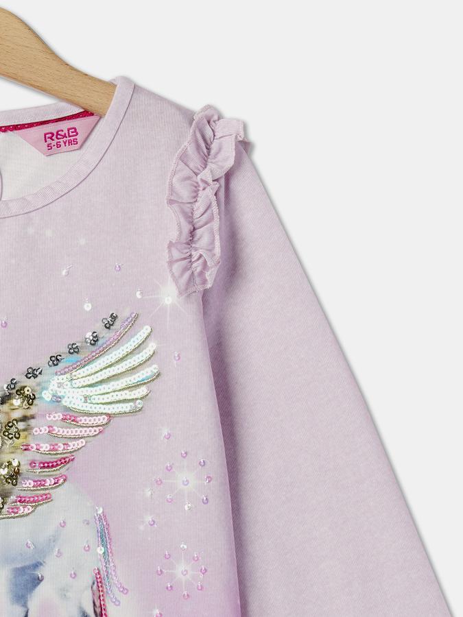 Girls Embellished Regular Fit Round-Neck T-Shirt image number 2